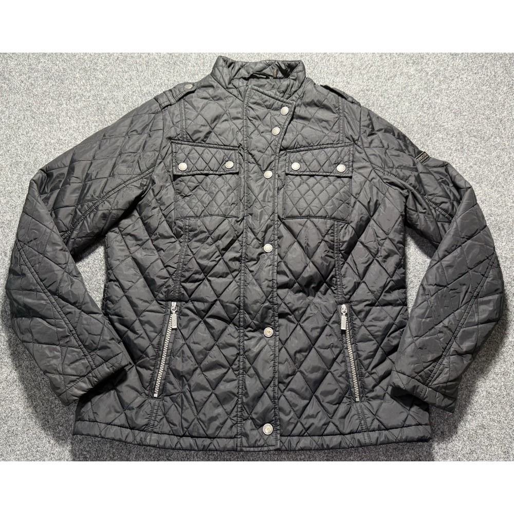 Barbour International Quilted Jacket Black Women's‎ Size US 10 Zip Pockets